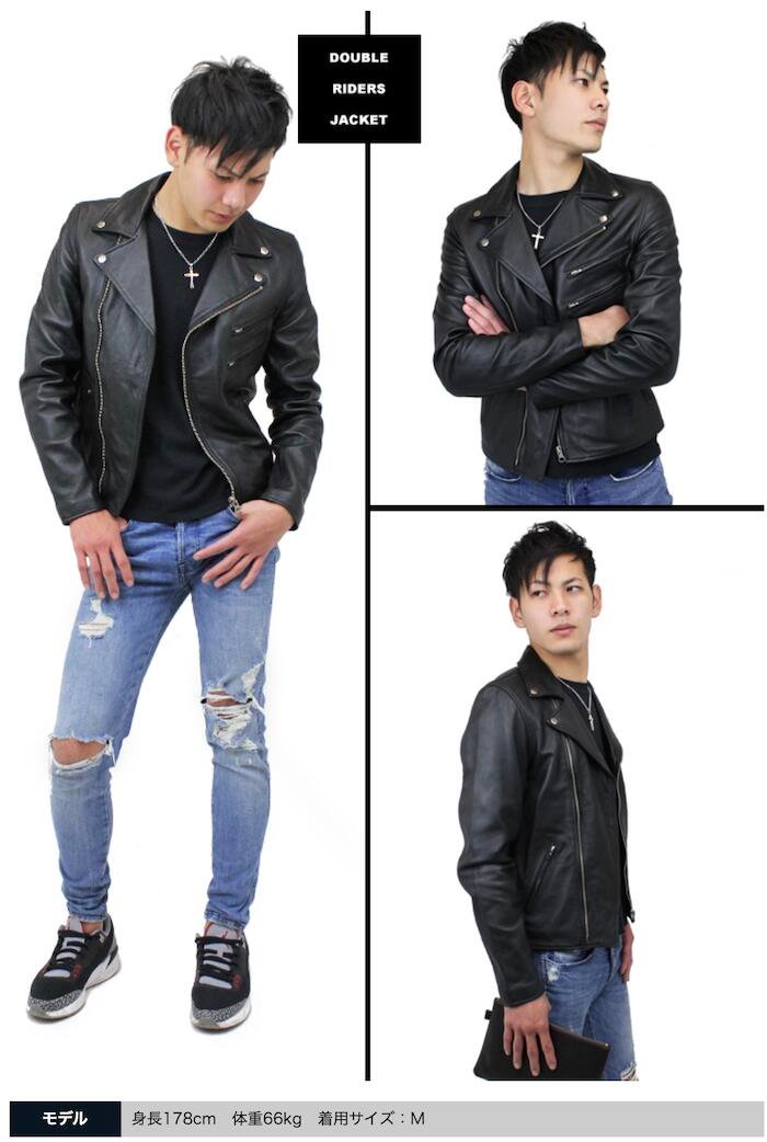楽天市場】ダブルライダースジャケット S~6Lサイズまで レザー