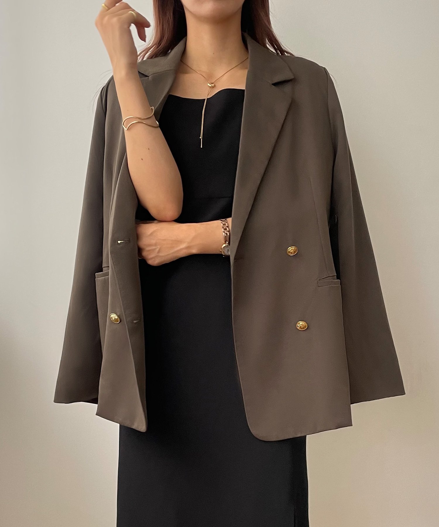 JUNOAH｜袖スリット金ボタンテーラードジャケット | Rakuten Fashion