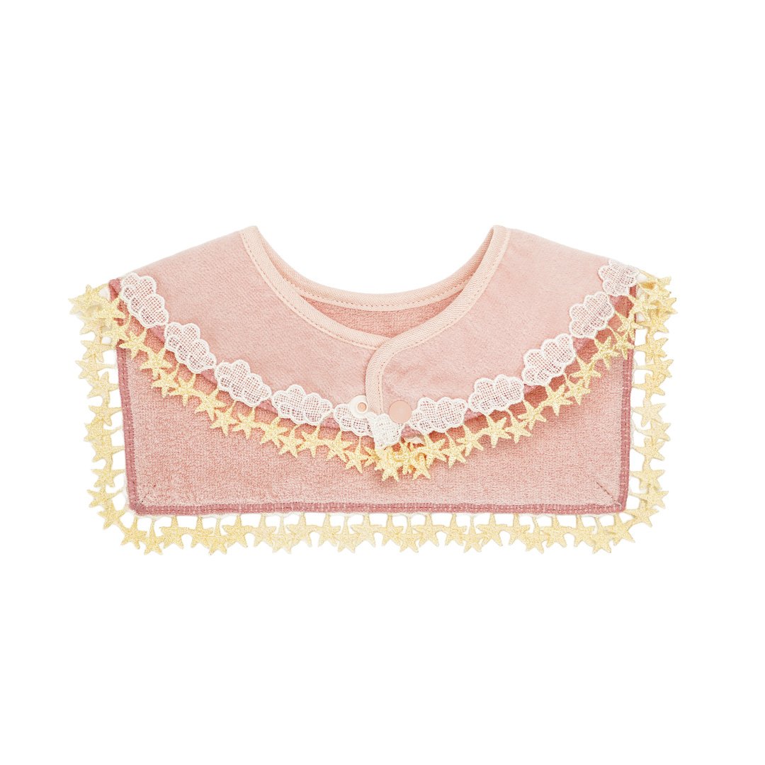 ハッピーレースベビースタイ／雲と星（ピンク） | 横浜元町 近沢レース店