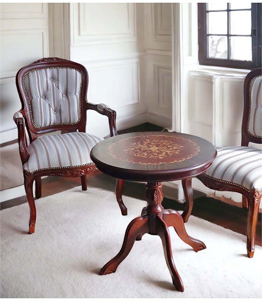 フレンチマルシェ 象嵌コーヒーテーブル（サイドテーブル） φ60cm｜Y