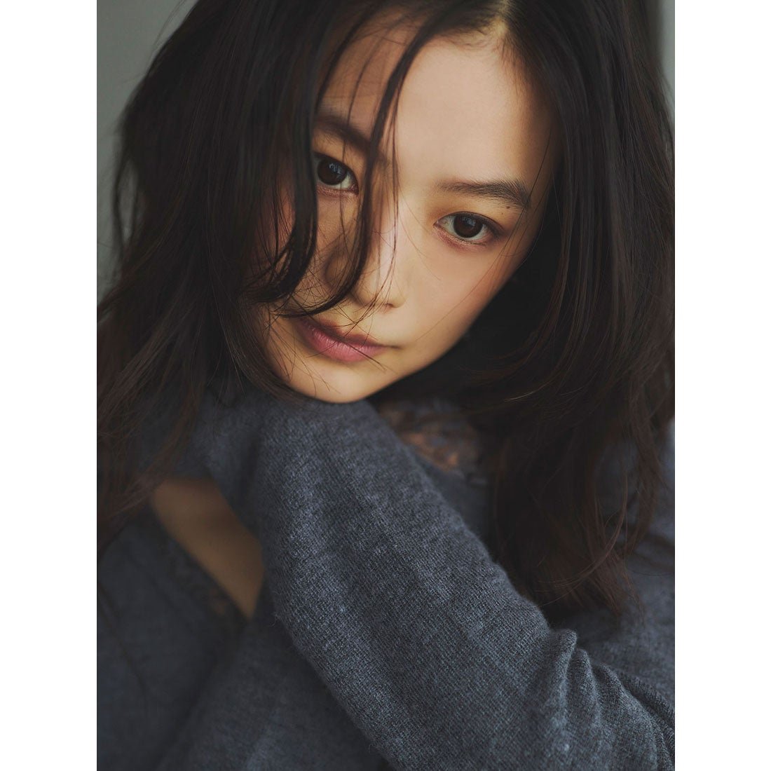 アニュアンス anuans アイラッシュレーストリミングニット （GREY