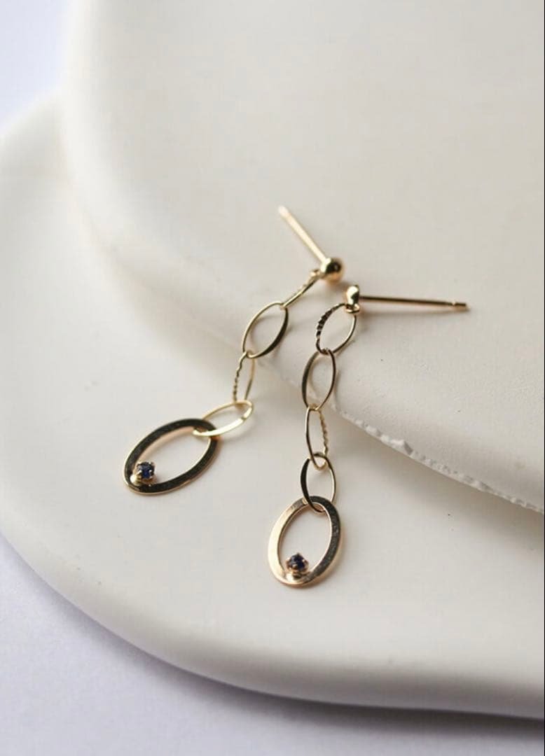 ジ*ん様 サファイアチェーンピアス K10YG cui-cui / キュイキュイ / ジュエリー＆アクセサリー / サファイア