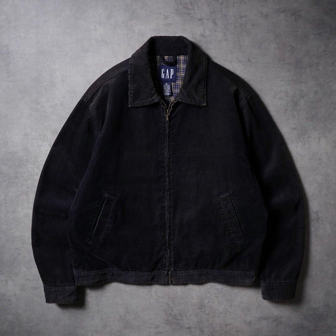 00s OLD GAPコーデュロイ ドリズラージャケット ブラック old GAP Wool Sports Jacket Drizzler Jacket ウールスポーツ