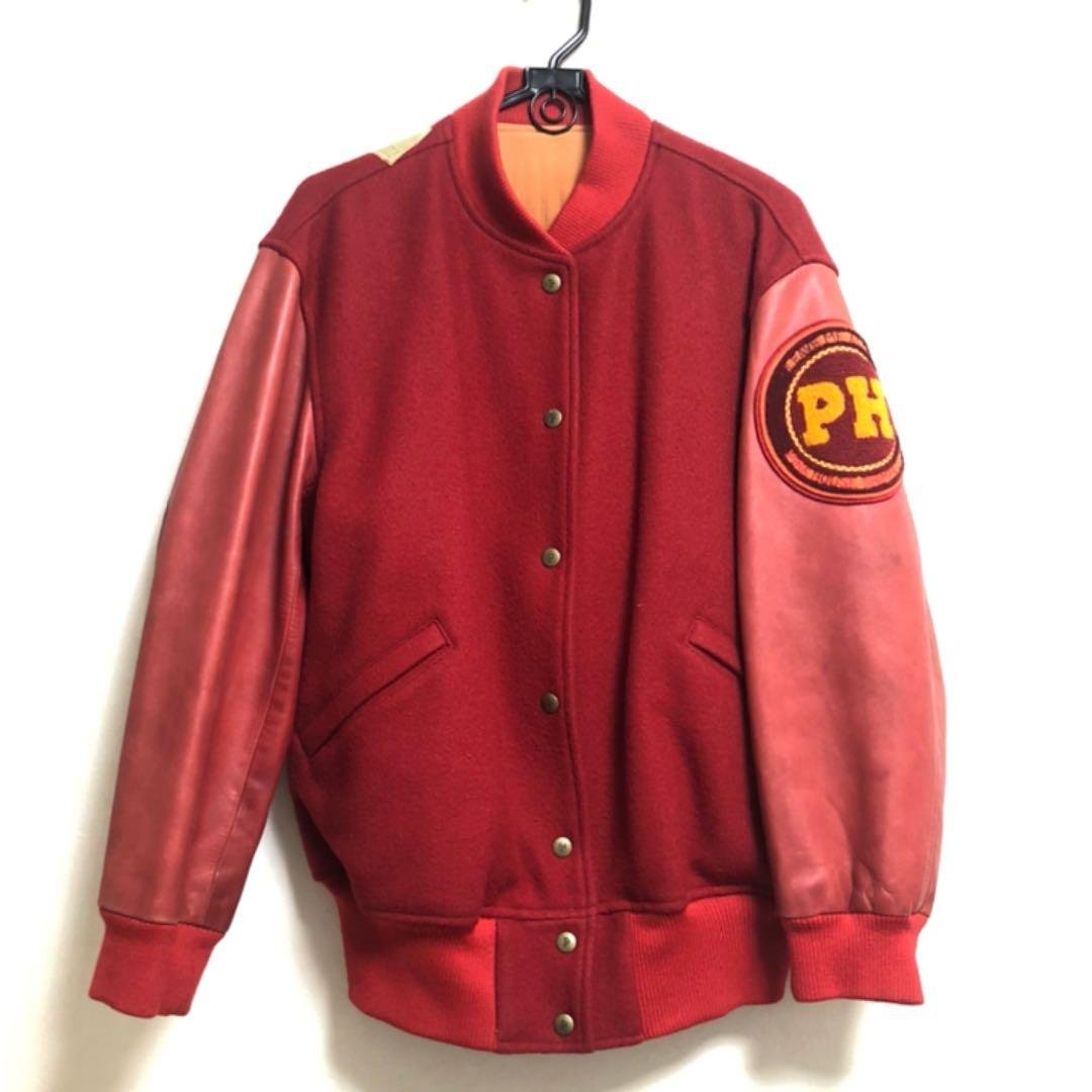 【おとのてん】古着　スタジャン　ピンクハウス PINK HOUSE（ピンクハウス） スタジャン ハートワッペン使いベロア